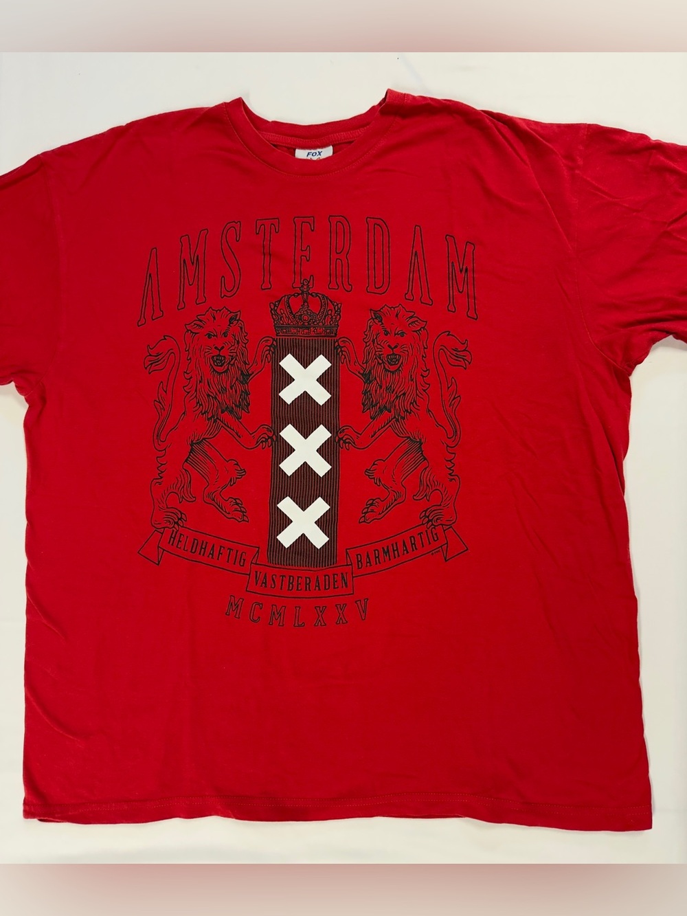 FOX Amsterdam Graphic T-Shirt Red XL Lions Crest Travel Tee